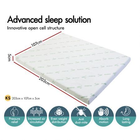 S.E. Memory Foam Mattress Topper Airflow Zone Cool Gel Bamboo Underlay 5cm KS