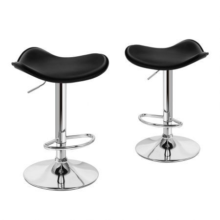 ALFORDSON 2x Bar Stools Portia Kitchen Swivel Chair Leather Gas Lift BLACK