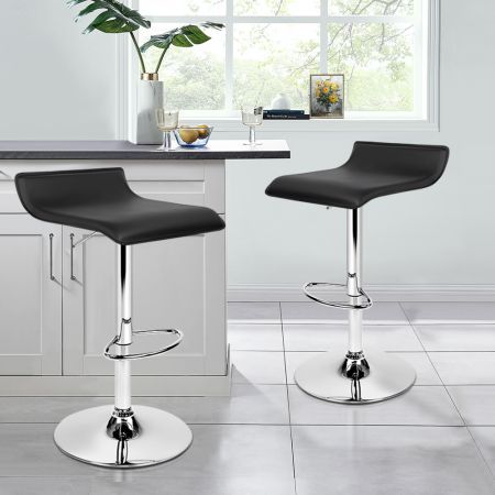 ALFORDSON 2x Bar Stools Saxton Kitchen Swivel Chair Leather Gas Lift Black