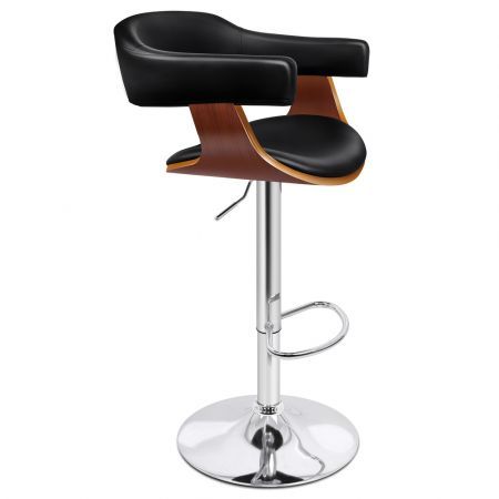 ALFORDSON 1x Wooden Bar Stool Joan Kitchen Swivel Chair Wood Leather Gas Lift