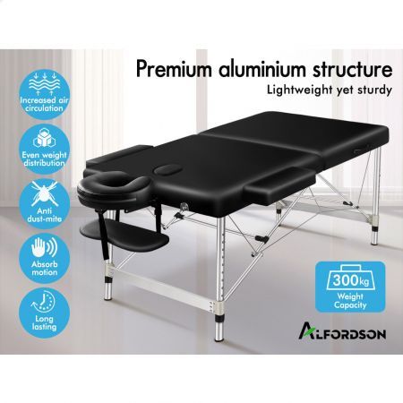 ALFORDSON Massage Table 2 Fold 55cm Foldable Portable Bed Desk Aluminium Lift Up