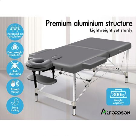 ALFORDSON Massage Table 2 Fold 55cm Foldable Portable Bed Desk Aluminium Lift Up