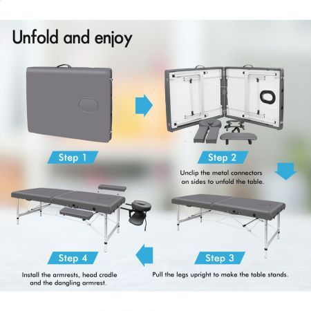 ALFORDSON Massage Table 2 Fold 55cm Foldable Portable Bed Desk Aluminium Lift Up