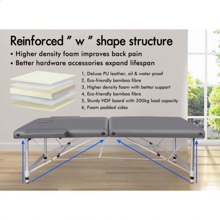 ALFORDSON Massage Table 2 Fold 55cm Foldable Portable Bed Desk Aluminium Lift Up