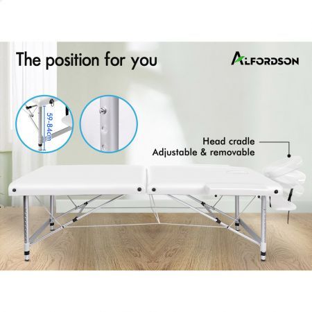 ALFORDSON Massage Table 2 Fold 55cm Foldable Portable Bed Desk Aluminium Lift Up