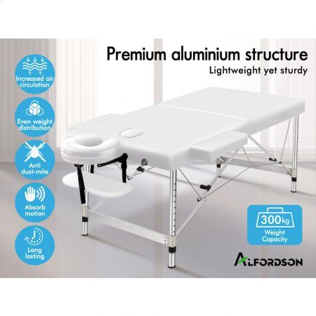 ALFORDSON Massage Table 2 Fold 55cm Foldable Portable Bed Desk Aluminium Lift Up