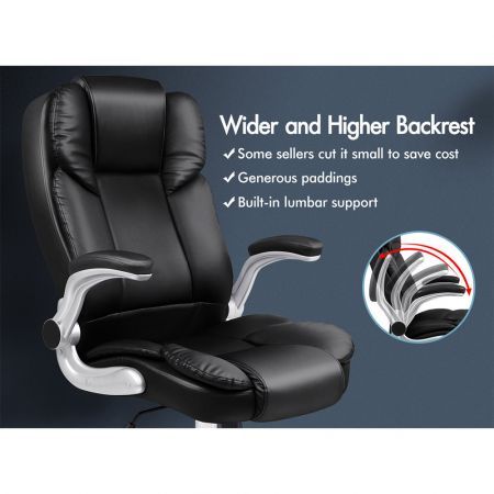 ALFORDSON Office Chair Executive Computer Gaming Racer PU Leather Work Seat Black