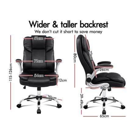 ALFORDSON Office Chair Executive Computer Gaming Racer PU Leather Work Seat Black