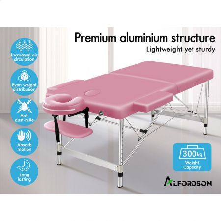 ALFORDSON Massage Table 2 Fold 75cm Foldable Portable Bed Desk Aluminium Lift Up