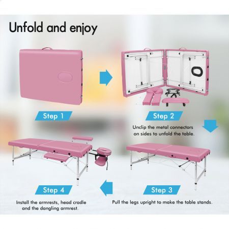 ALFORDSON Massage Table 2 Fold 75cm Foldable Portable Bed Desk Aluminium Lift Up