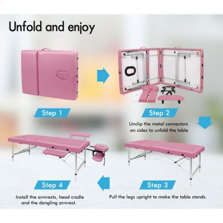 ALFORDSON Massage Table 3 Fold 75cm Foldable Portable Aluminium Lift Up Bed Desk