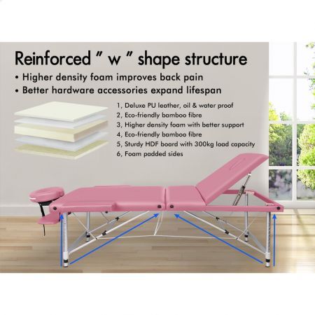 ALFORDSON Massage Table 3 Fold 75cm Foldable Portable Aluminium Lift Up Bed Desk