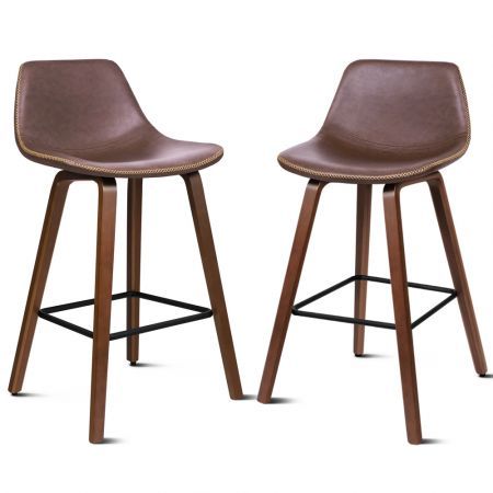 ALFORDSON 2x Wooden Bar Stools Noah Kitchen Dining Chair Vintage Retro COFFEE