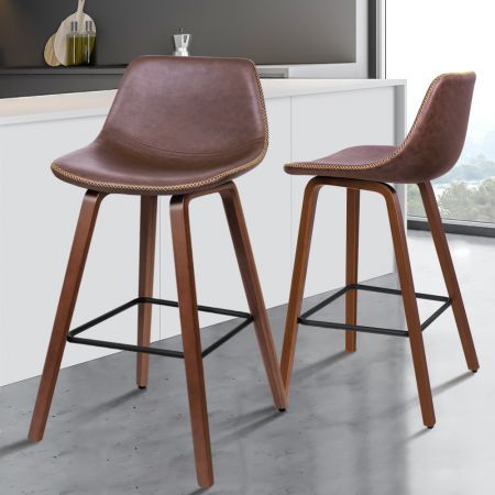 ALFORDSON 2x Wooden Bar Stools Noah Kitchen Dining Chair Vintage Retro COFFEE