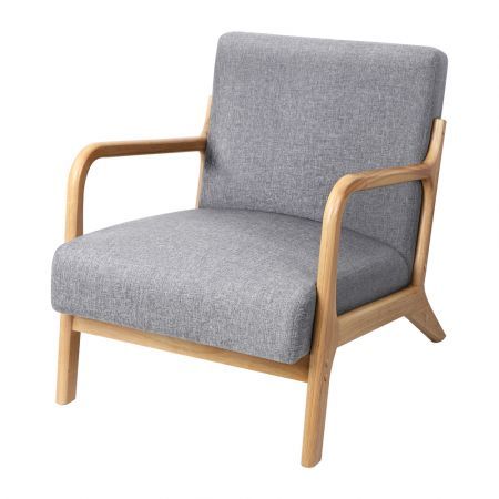 ALFORDSON Armchair Accent Chair Fabric Lounge Sofa Wood Couch Seat Grey