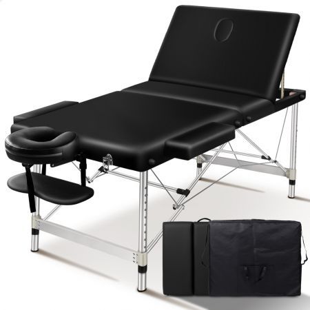 ALFORDSON Massage Table 3 Fold 85cm Foldable Portable Aluminium Lift Up Bed Desk