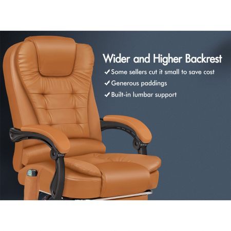 ALFORDSON Massage Office Chair Executive Gaming Racer Heated PU Leather Seat Brown