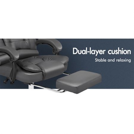 ALFORDSON Office Chair Gaming Executive Computer Racer Footrest PU Leather Seat Grey