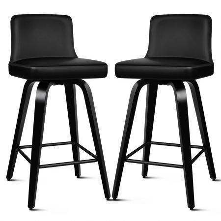 ALFORDSON 2x Wooden Bar Stools Bailey Kitchen Swivel Dining Chair ALL BLACK