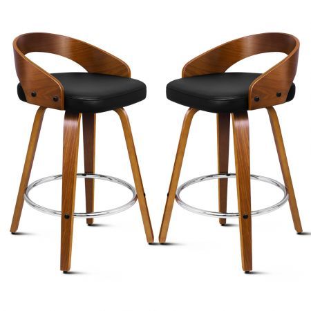 ALFORDSON 2x Wooden Bar Stools Caden Kitchen Swivel Dining Chair BLACK