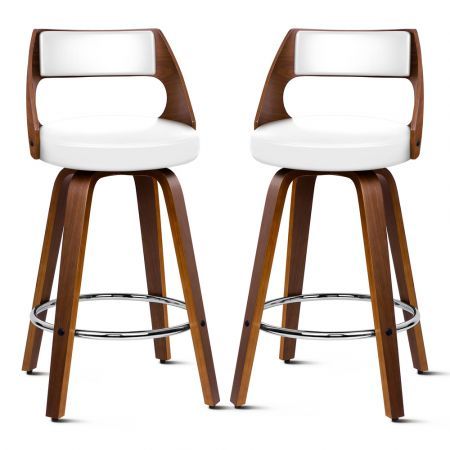 ALFORDSON 2x Wooden Bar Stools Eden Kitchen Barstools Swivel Dining Chair WHITE