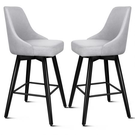 ALFORDSON 2x Swivel Bar Stools Kitchen Dining Chair Cafe Wooden LIGHT GREY