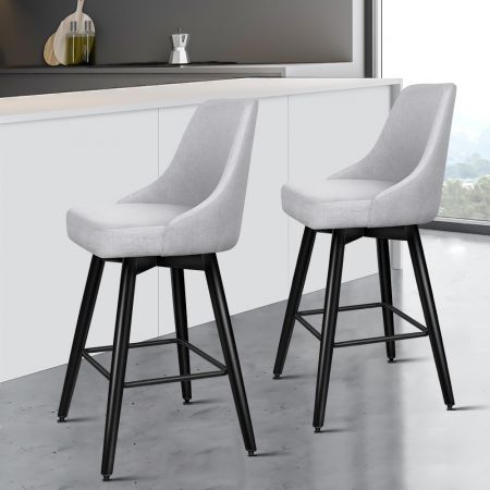 ALFORDSON 2x Swivel Bar Stools Kitchen Dining Chair Cafe Wooden LIGHT GREY