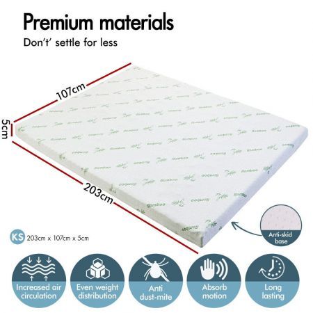 Starry Eucalypt KING SINGLE Memory Foam Mattress Topper 7 Zone  5cm COOL GEL