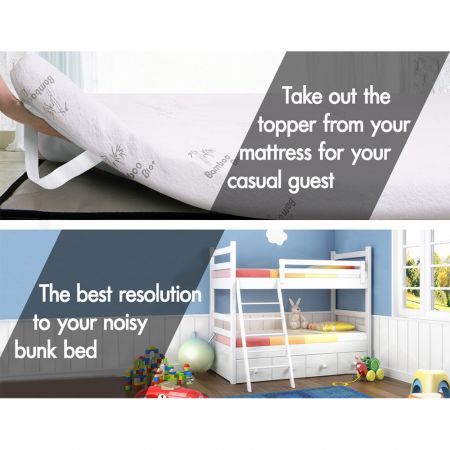 STARRY EUCALYPT Memory Foam Mattress Topper 7-Zone Graphite Infused 8cm Single