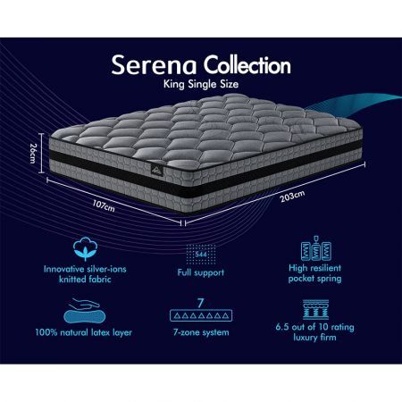 STARRY EUCALYPT King Single Mattress Pocket Spring King Single Size 3D Mesh Fabric 26cm