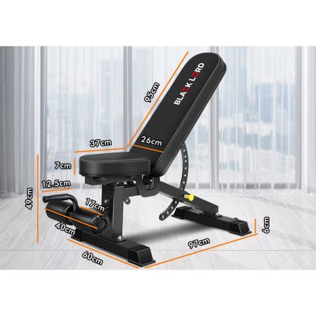 BLACK LORD Commercial Weight Bench FID Bench Flat Incline Decline Press Gym