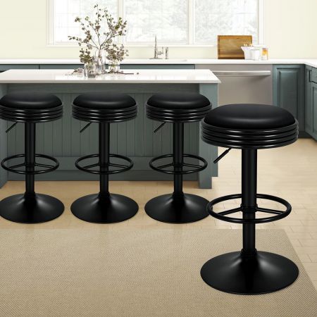 ALFORDSON 4x Bar Stools Sade Kitchen Swivel Chair Leather Gas Lift BLACK