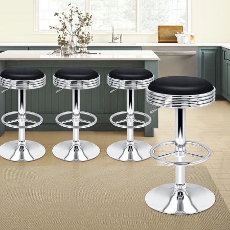 ALFORDSON 4x Bar Stools Sade Kitchen Swivel Chair Leather Gas Lift BLACK