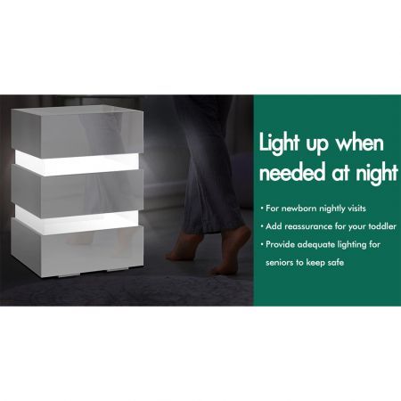 ALFORDSON 2x Bedside Table RGB LED Nightstand 3 Drawers 4 Side High Gloss White