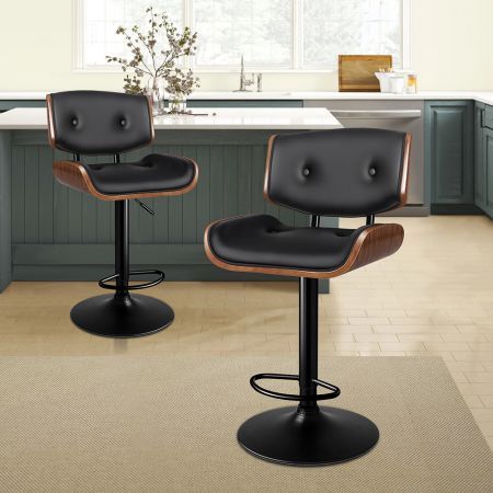 ALFORDSON 2x Bar Stool Kitchen Swivel Chair Wooden Leather Gas Lift Kayla