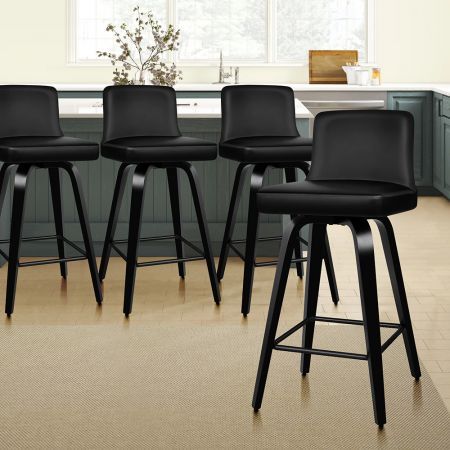 ALFORDSON 4x Wooden Bar Stools Bailey Kitchen Swivel Dining Chair ALL BLACK