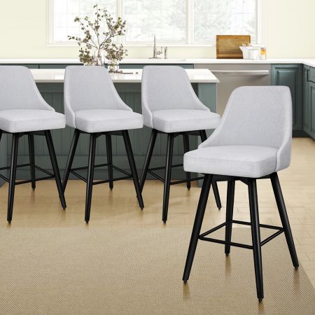 ALFORDSON 4x Swivel Bar Stools Kitchen Dining Chair Cafe Wooden LIGHT GREY