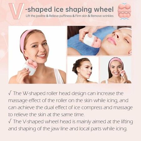 Cool Roller for Face, Reusable Facial Roller with Double Head - Pink