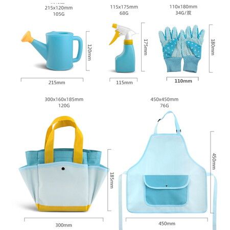 Kids Gardening Tools toy Set 9PCS Toddler Gardening Set Children Watering Can? Gloves, Shovel, Rake,  Rake, Fork, Apron, Sprayer