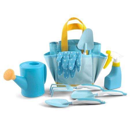 Kids Gardening Tools toy Set 9PCS Toddler Gardening Set Children Watering Can? Gloves, Shovel, Rake,  Rake, Fork, Apron, Sprayer