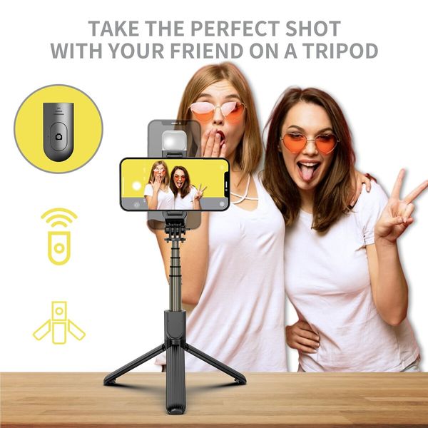 Selfie Stick Tripod with Fill Light,Aluminium Alloy Selfie Stick Tripod Stand & Phone Holder with Wireless Remote,Selfie Light for Live Streaming,Makeup,YouTube Video,Compatible with iOS/Android