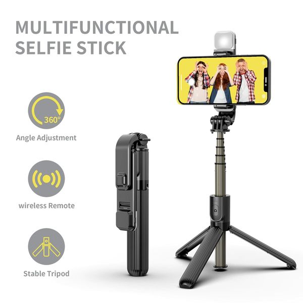 Selfie Stick Tripod with Fill Light,Aluminium Alloy Selfie Stick Tripod Stand & Phone Holder with Wireless Remote,Selfie Light for Live Streaming,Makeup,YouTube Video,Compatible with iOS/Android