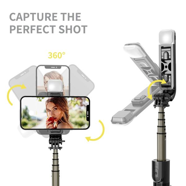 Selfie Stick Tripod with Fill Light,Aluminium Alloy Selfie Stick Tripod Stand & Phone Holder with Wireless Remote,Selfie Light for Live Streaming,Makeup,YouTube Video,Compatible with iOS/Android