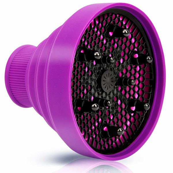 Universal Collapsible Hair Dryer Diffuser Attachment, Fit Most of blow Dryers PurplePurple