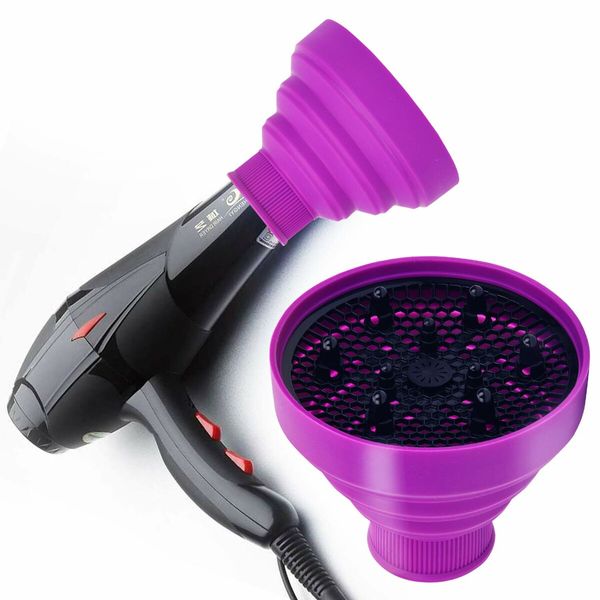 Universal Collapsible Hair Dryer Diffuser Attachment, Fit Most of blow Dryers PurplePurple