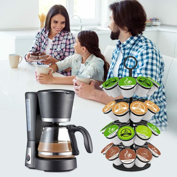 Coffee Pod Holder,Coffee Pod Storage Compatible with K-Cups(36 Pods),Kitchen Detachable Coffee Pod Organizer for Countertop,Spins 360-Degrees Coffee Pod Carousel