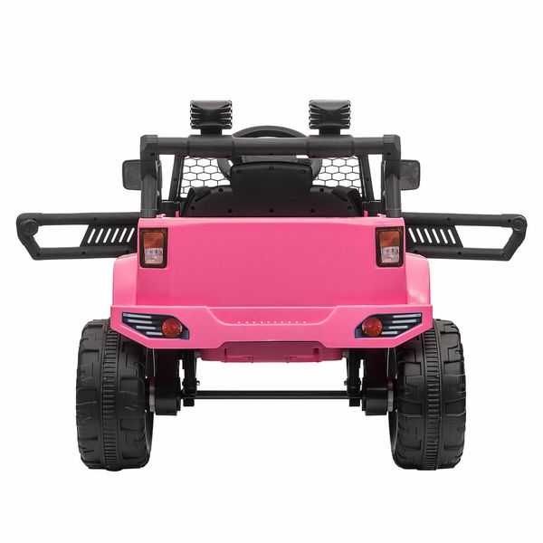 Kids Electric Car Ride On Truck Parental Remote Control Toy Jeep Vehicle 12V Pink Childrens Spring Suspension LED AUX Port