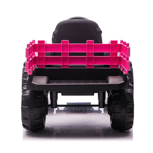 Kids Electric Cars Ride On Toy Tractor Trailer Vehicle Parental Remote Control Pink 12V Battery MP3 Safety Belt LED Light