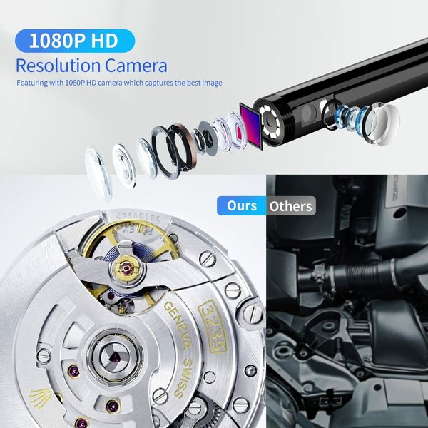 Dual Lens Industrial Borescope Inspection Camera 1080P HD with Light Waterproof Scope for Automotive Engine-5M