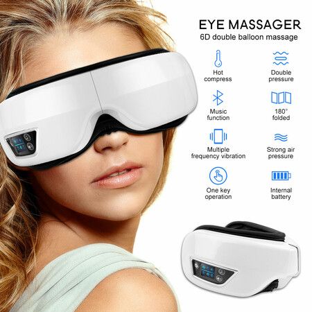 6D Smart Airbag Vibration Eye Massager Eye Care Instrumen Heating Bluetooth Music Relieves Fatigue And Dark Circles With Heat